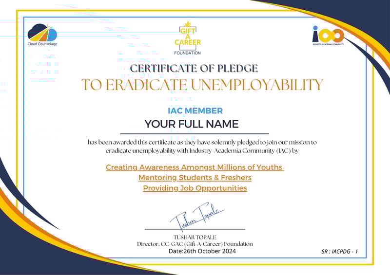 IAC Pledge Certificate